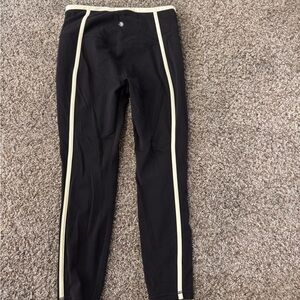 Women’s Black Athletic Pants with Cream/yellow Stripes